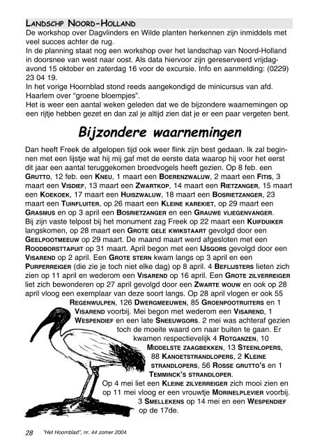 Het Hoornblad nr. 44 zomer 2004 - KNNV afd. Hoorn/West-Friesland