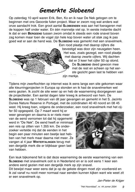 Het Hoornblad nr. 44 zomer 2004 - KNNV afd. Hoorn/West-Friesland