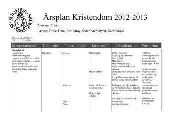 Årsplan Kristendom 2012-2013 - St. Sunniva skole