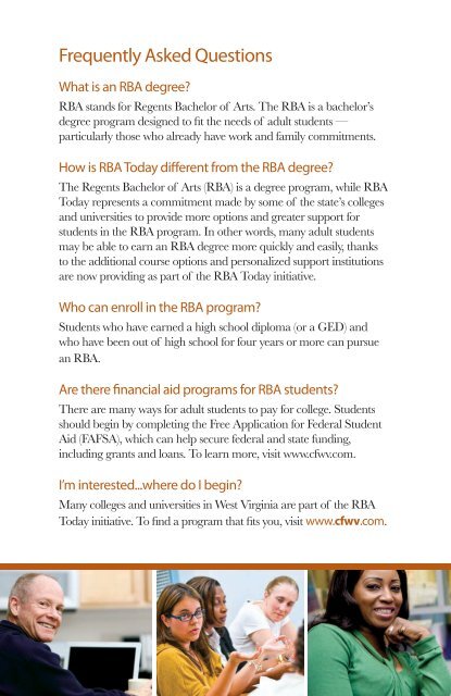 Regents Bachelor of Arts Brochure - CFWV.com
