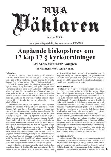 Angående biskopsbrev om 17 kap 17 ... - Kyrka och Folk