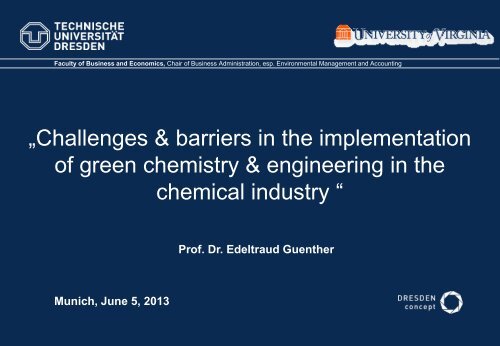 „Challenges & barriers in the implementation of green chemistry ...
