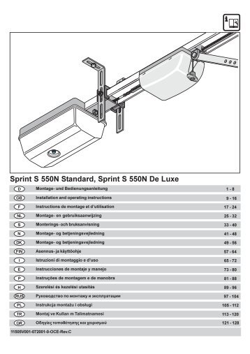 Poortopener Sommer Sprint-S550N 40 mhz ... - Garagedoors.be