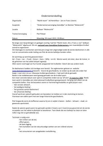 Maart 2013, verslag van de ondernemersbolling - IJzendijke-online