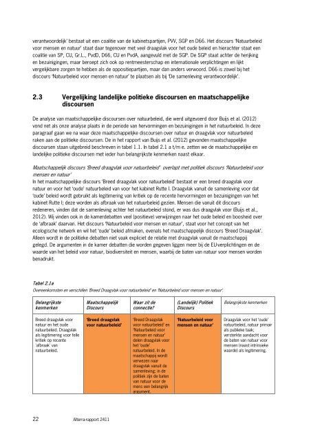 Politieke discoursen over natuurbeleid en draagvlak - Raad voor de ...