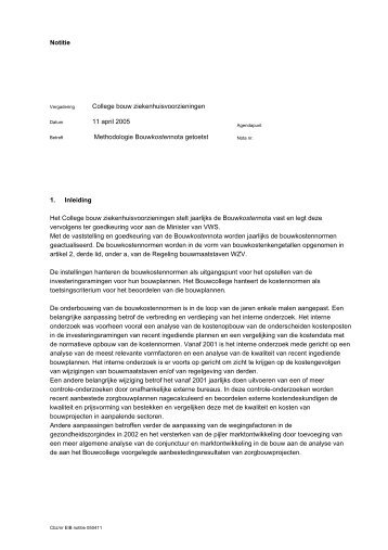 Notitie College bouw ziekenhuisvoorzieningen 11 april 2005 ...