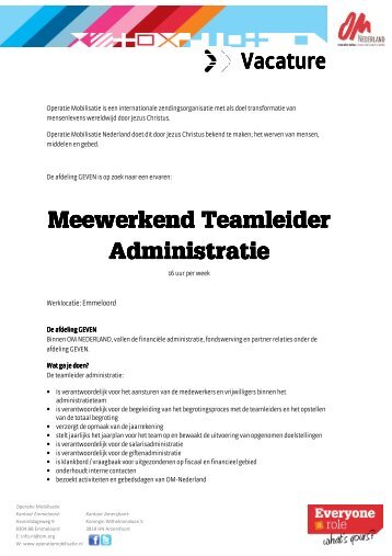 Vacature - Operatie Mobilisatie