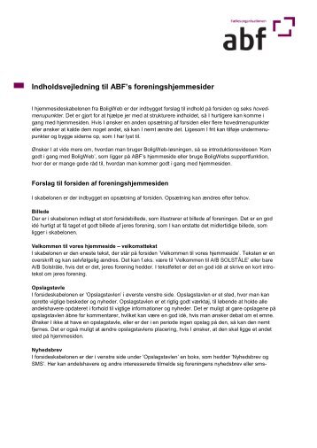 Indholdsvejledning til ABF's foreningshjemmesider