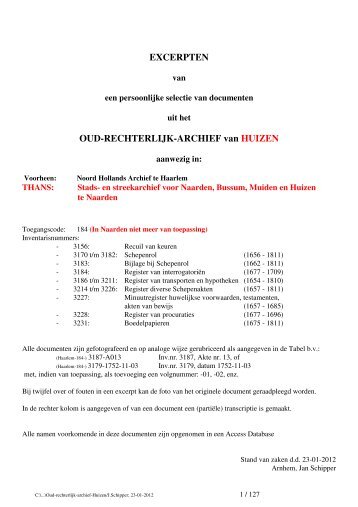 OUD-RECHTERLIJK-ARCHIEF van HUIZEN - Genealogie Huizen