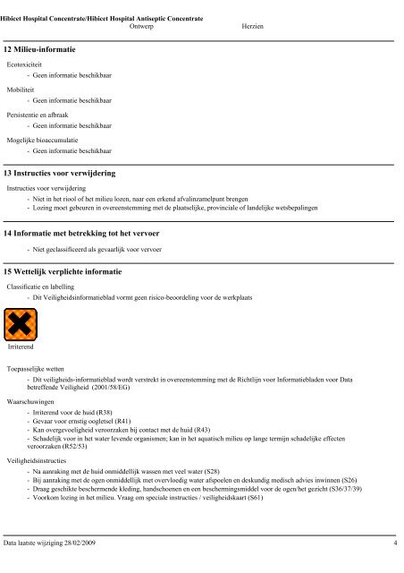 Veiligheidsblad HIBICET concentraat