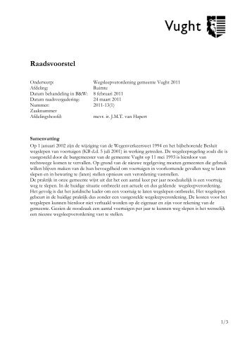 2011-13_1_ RV Wegsleepverordening gemeente Vught 2011