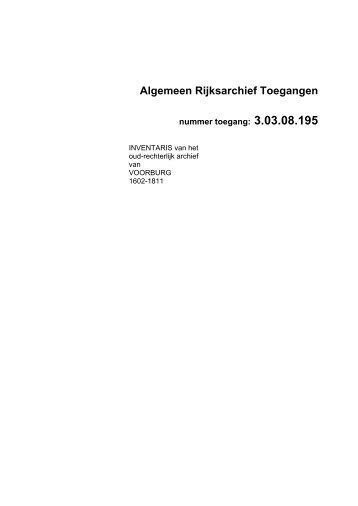 Algemeen Rijksarchief Toegangen - Toen Leidschendam-Voorburg