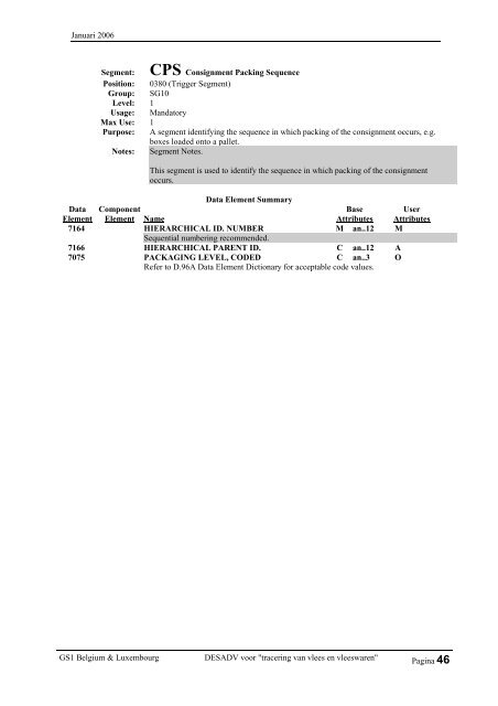 GS1 specificatie voor de identificatie en tracering van vlees en ...