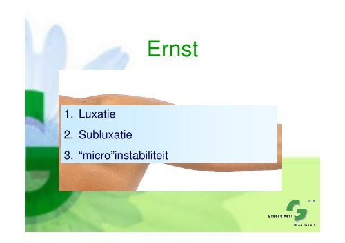 Presentatie mrt 2011 - Instabiliteit - Groene Hart Ziekenhuis