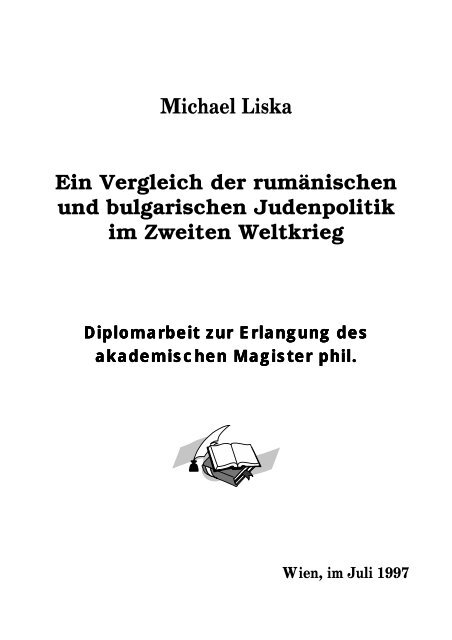 Michael Liska Ein Vergleich der rumänischen und bulgarischen Juden