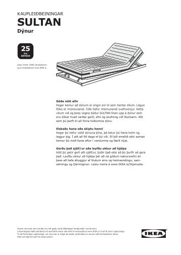 SULTAN kaupleiðbeiningar (pdf skjal) - Ikea