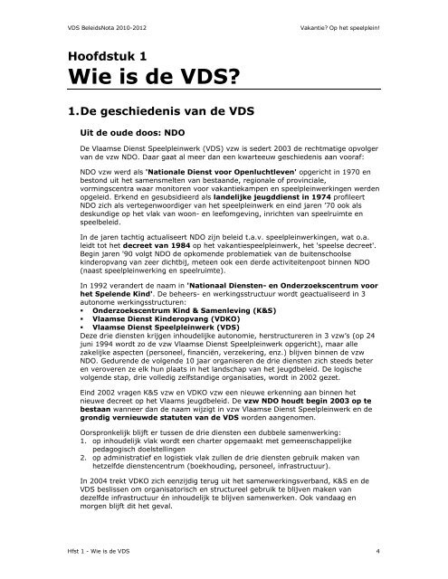 Wie is de VDS? - Vlaamse Dienst Speelpleinwerk