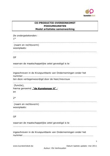 Coproductie (podiumkunsten) - Kunstenloket