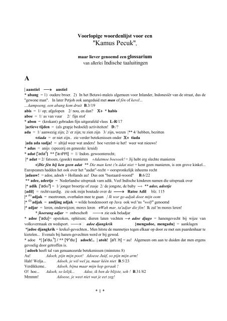 Glossarium van het Petjoek - iwicollectie