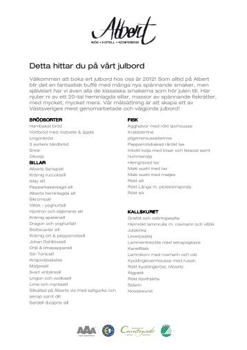 Se och läs hela vårt innehåll i julbordet 2013 - Albert Kök Hotell ...