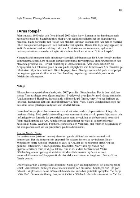 I Arns fotspår - Information Västra Götaland