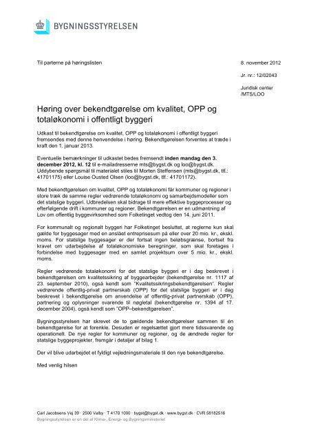 Høring over bekendtgørelse om kvalitet, OPP og totaløkonomi i ... - Net