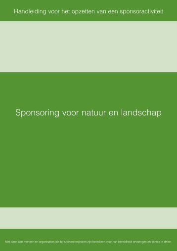 Handleiding sponsoring - Landschapsbeheer Nederland
