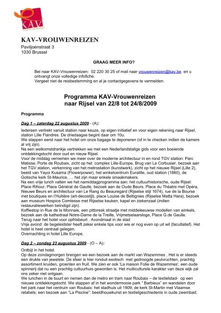 KAV-VROUWENREIZEN - Femma