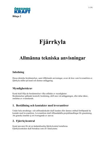 Tekniska anvisningar Fjärrkyla - Öresundskraft