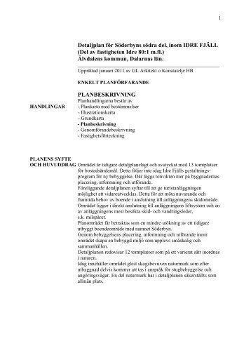 Detaljplan för Söderbyns södra del, inom IDRE FJÄLL - Älvdalens ...