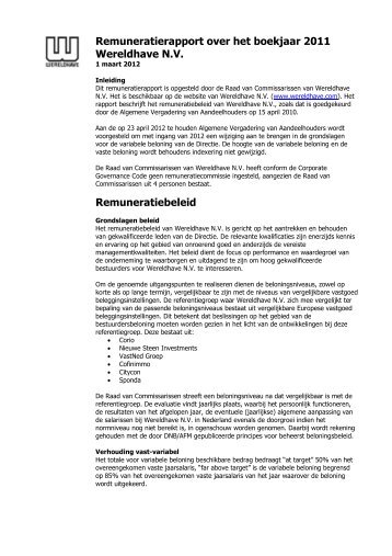 Remuneratierapport over het boekjaar 2011 Wereldhave N.V. ...