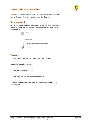 Download student sheet, teacher guidance and practical guidance ...