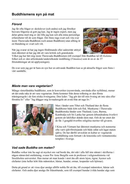 Buddhismens syn på mat - BuddhismInfo.se