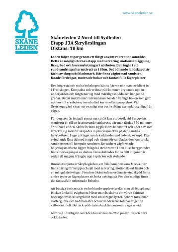 Information SL2 Nord-syd, etapp 13A (.pdf 93 KB) - Skåneleden