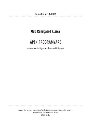 Last ned pdf-en her - Åpen programvare - noen rettslige ...