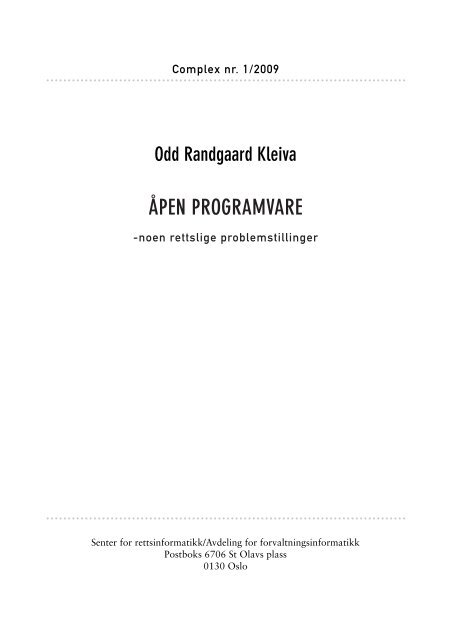 Last ned pdf-en her - Åpen programvare - noen rettslige ...