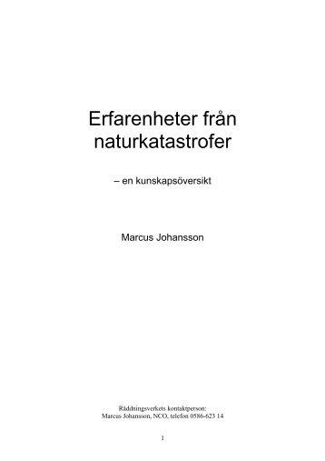 Erfarenheter från naturkatastofer – en kunskapsöversikt