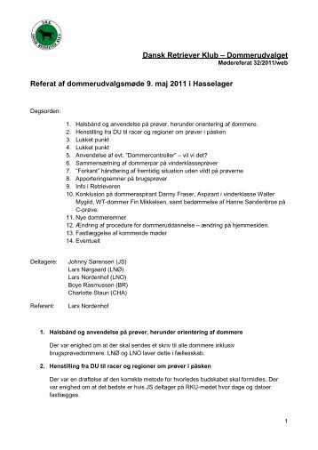 Referat fra den 9. maj 2011 - Dansk Retriever Klub