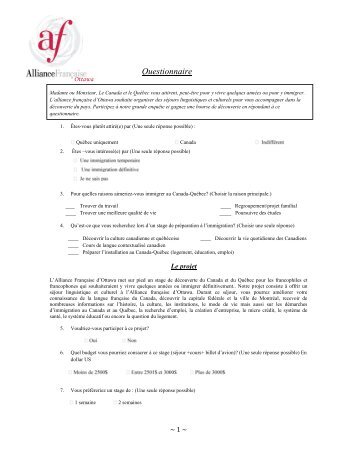 Questionnaire - Alliance française - Verona