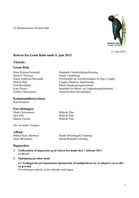 Grønt Råd 06-06-2013 - Referat og bilag - Lyngby Taarbæk Kommune