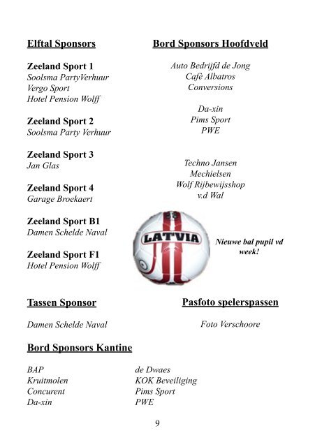 Hoofdsponsors - Zeeland Sport