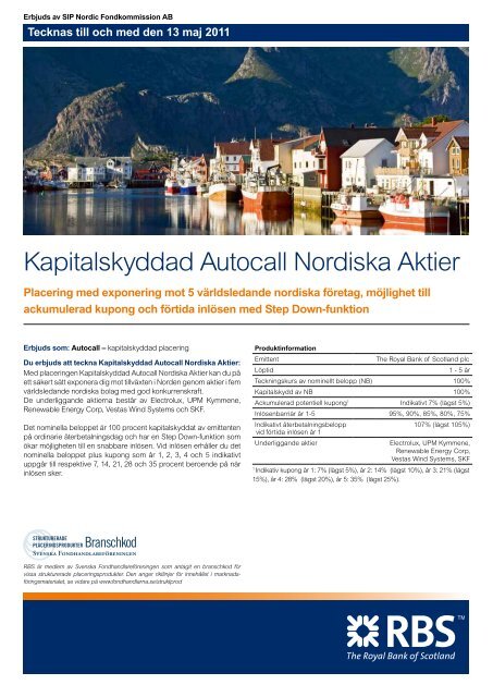 Kapitalskyddad Autocall Nordiska Aktier - Sweden