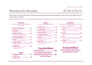 Menukort for Monalita tlf. 46 11 81 71 - Café & Restaurant Monalita