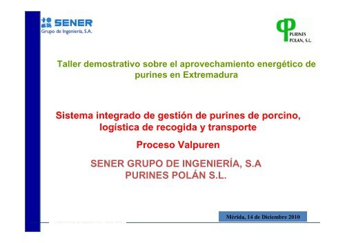 Sistema Integrado de gestión de purines, log´sitica de ... - Altercexa