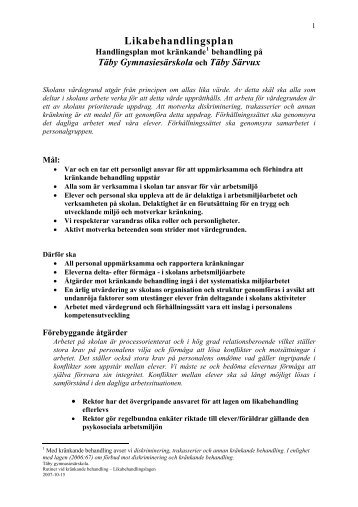 Arbete mot kränkande behandling - Täby