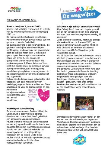Nieuwsbrief Januari 2013 - De Wegwijzer