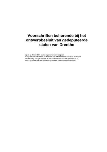 Voorschriften behorende bij het ontwerpbesluit ... - Provincie Drenthe