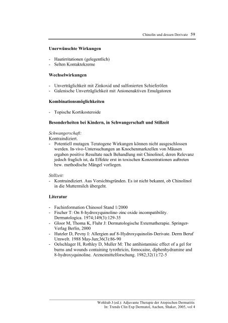 Adjuvante Therapie der Atopischen Dermatitis - Wohlrab-net.de