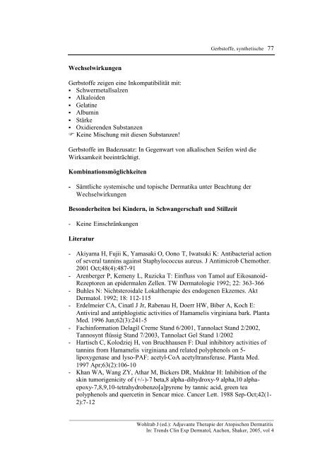 Adjuvante Therapie der Atopischen Dermatitis - Wohlrab-net.de