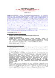 Contents (in italian) - Academic Year 2006/2007